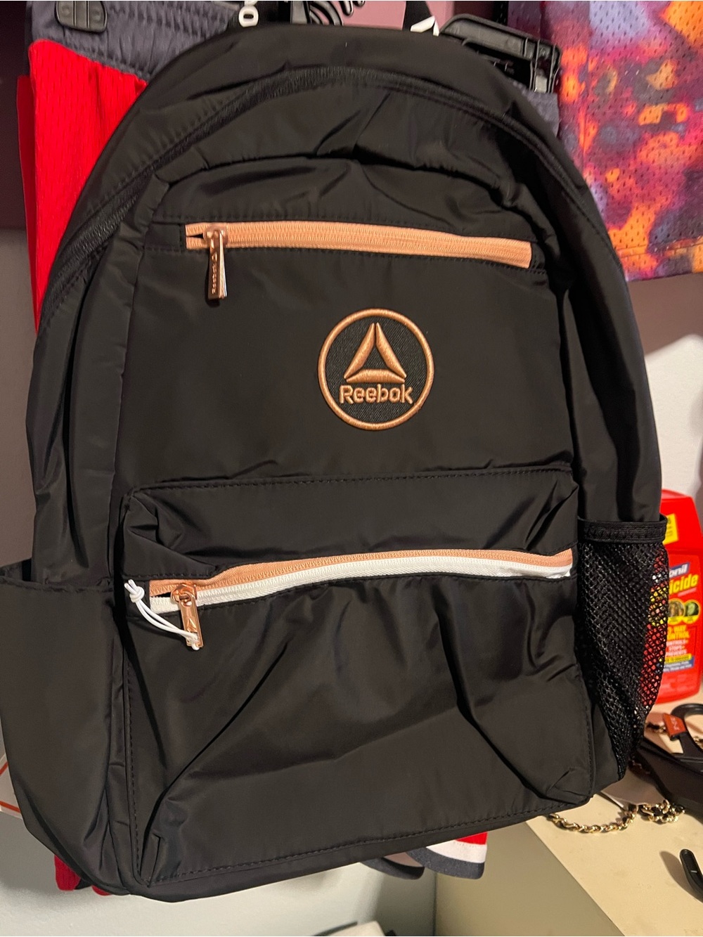 Reebok Black Backpack with Rose Gold Accents